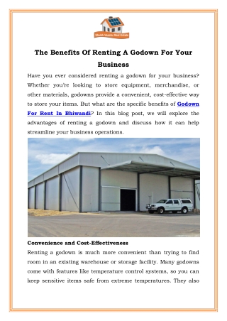 The Benefits Of Renting A Godown For Your Business