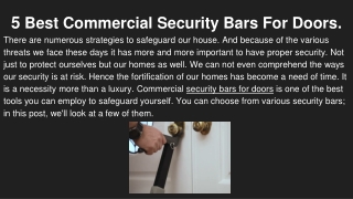 5 Best Commercial Security Bars For Doors.