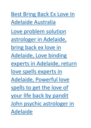 Best Bring Back Ex Love In Adelaide Australia