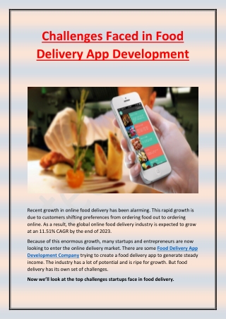 Challenges Faced in Food Delivery App Development