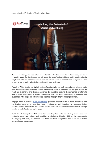 Unlocking the Potential of Audio Advertising