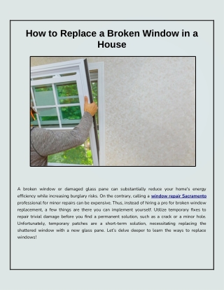 Steps to Replace a Broken Window in a House