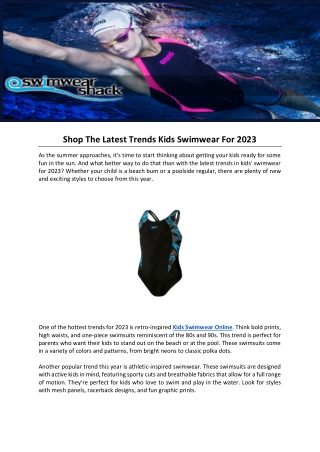 Shop The Latest Trends Kids Swimwear For 2023