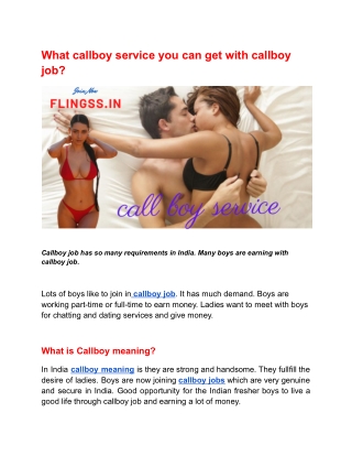 What callboy service you can get with callboy job