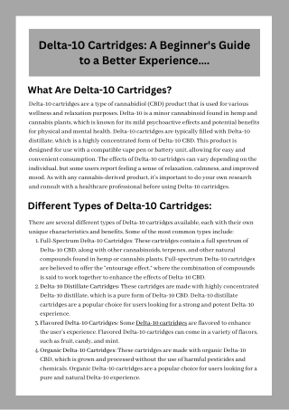 Delta-10 Cartridges A Beginner's Guide to a Better Experience….