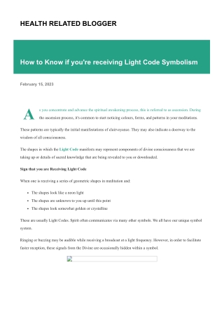 How to Know if you're receiving Light Code Symbolism