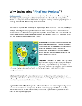 Why Engineering Final Year Projects