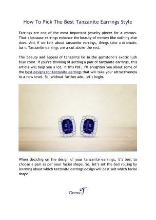 Tip for Choosing Perfect Tanzanite Earrings