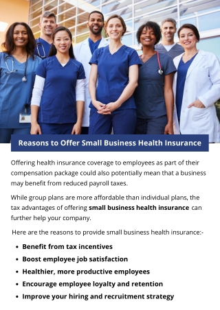 Reasons to Offer Small Business Health Insurance