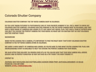 Colorado Shutter Company