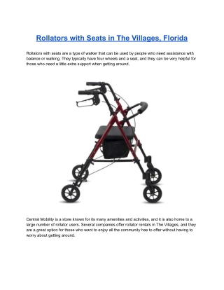 Rollators with Seats in The Villages, Florida