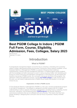 Best PGDM College In Indore