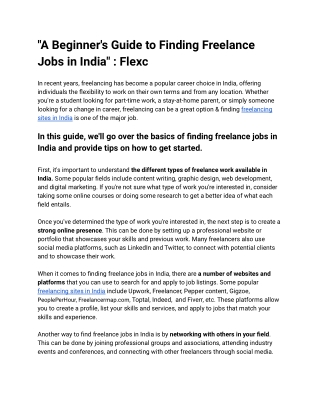 A Beginner's Guide to Finding Freelance Jobs in India -  Flexc