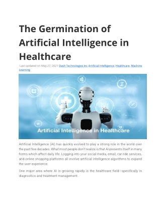 The Germination of Artificial Intelligence in Healthcare