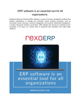 ERP software is an essential tool for All organizations