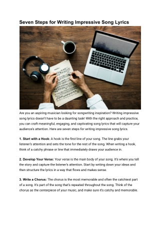 Seven Steps for Writing Impressive Song Lyrics