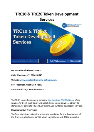 TRC10 & TRC20 Token Development Services