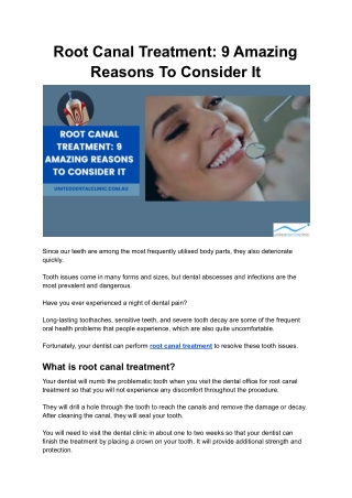 Root Canal Treatment: 9 Amazing Reasons To Consider It