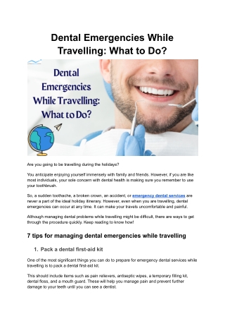 Dental Emergencies While Travelling: What to Do?