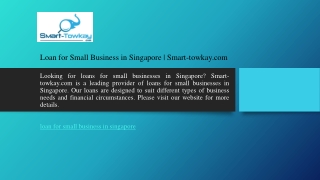 Loan for Small Business in Singapore Smart-towkay.com