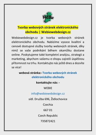 Tvorba webových stránek elektronického obchodu | Webiewebdesign.cz