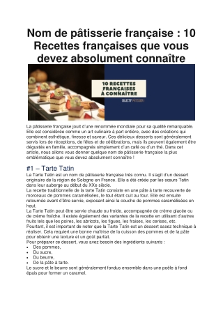 Nom de pâtisserie française : 10 recettes à connaitre