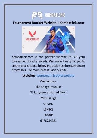 Tournament Bracket Website  Kombatlink