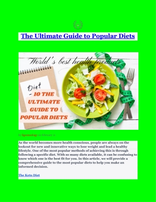 The Ultimate Guide to Popular Diets