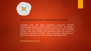 Jumeirah Massage Center Jumeirahseasidespa.com