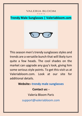Trendy Male Sunglasses | Valeriabloom.com