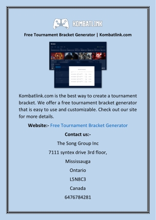 Free Tournament Bracket Generator  Kombatlink