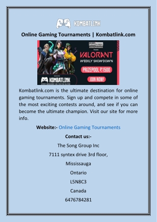 Online Gaming Tournaments  Kombatlink