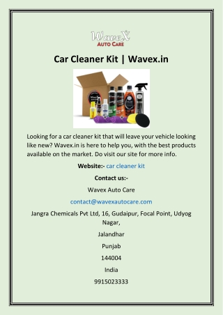 Car Cleaner Kit  Wavex.in