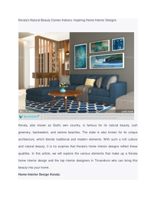 Kerala's Natural Beauty Comes Indoors: Inspiring Home Interior Designs