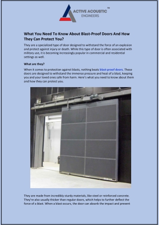 What You Need To Know About Blast-Proof Doors And How They Can Protect You