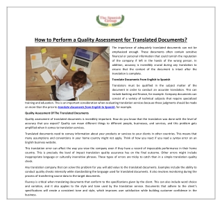 How to Perform a Quality Assessment for Translated Documents