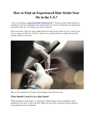 How to Find an Experienced Hair Stylist Near Me in the U.S.