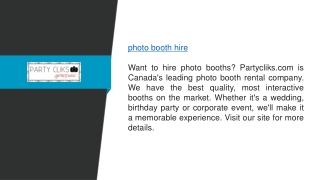 Photo Booth Hire  Partycliks.com