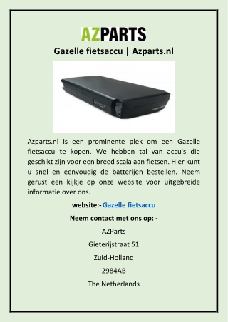 Gazelle fietsaccu | Azparts.nl