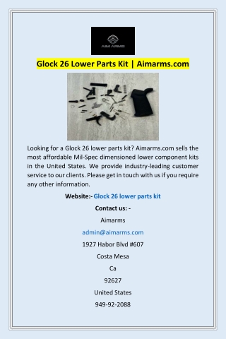 Glock 26 Lower Parts Kit | Aimarms.com