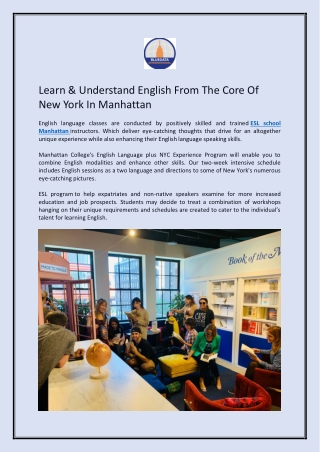 Learn & Understand English From The Core Of New York In Manhattan