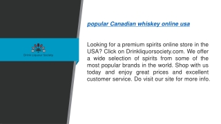 popular Canadian whiskey online usa