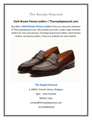 Dark Brown Penny Loafers | Theroyalepeacock.com