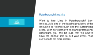 Peterborough Limo Hire  Lux-limo.co.uk