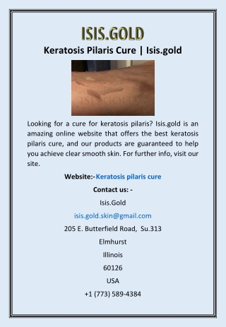 Keratosis Pilaris Cure | Isis.gold