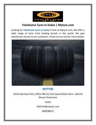 Yokohama Tyres In Dubai