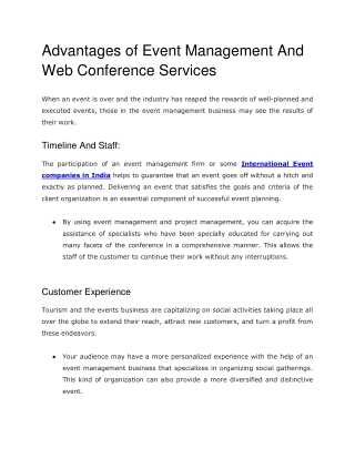 Event Management And Web Conference Services in India