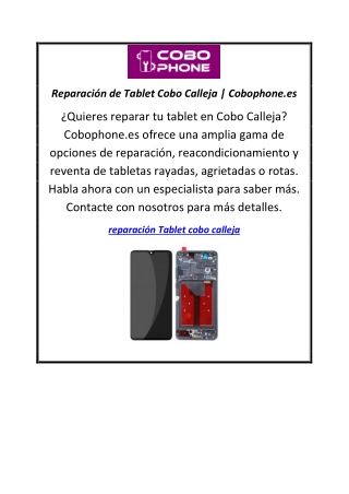 Reparación de Tablet Cobo Calleja  Cobophone.es