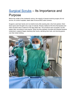 Surgical Scrubs – Its Importance and Purpose