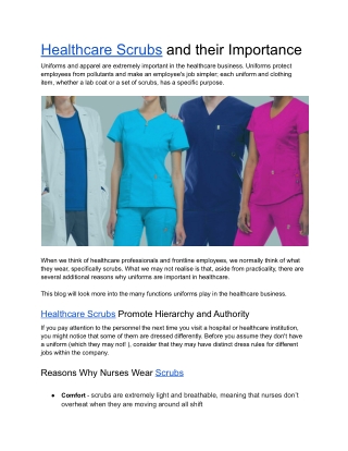 Healthcare Scrubs and their Importance